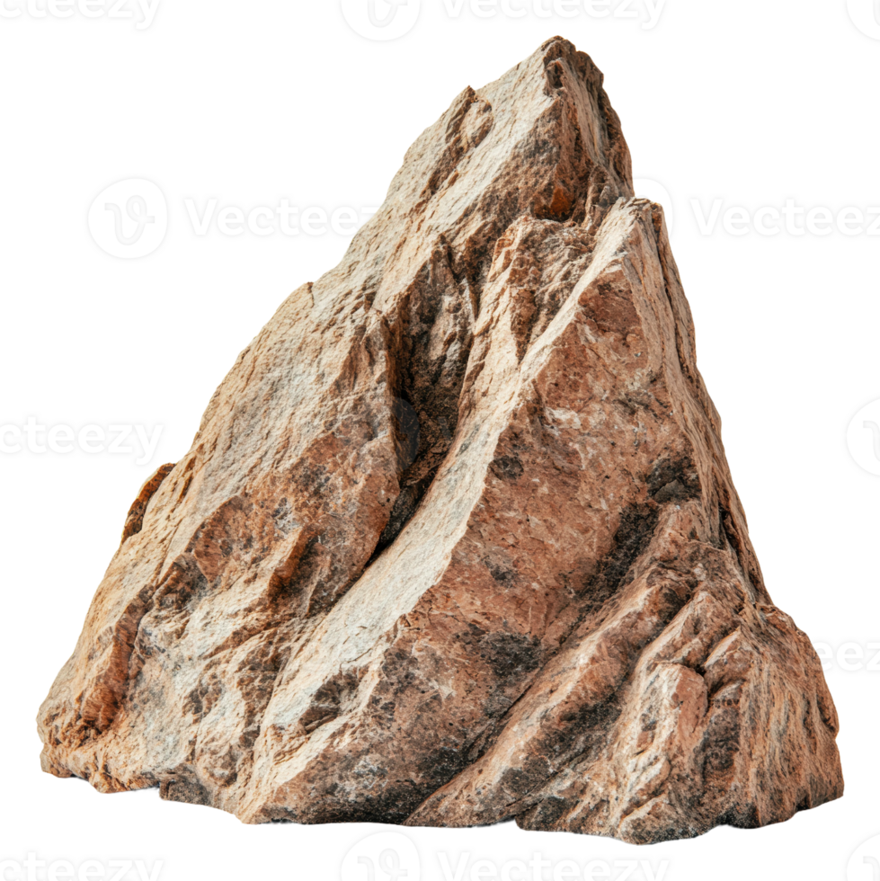 A large, rugged rock formation in natural sunlight, cut out - stock . png
