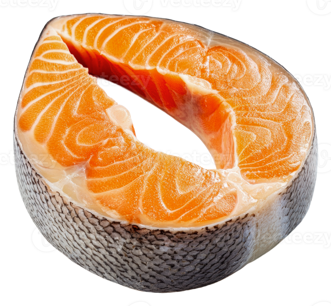 Fresh salmon steak ready for cooking and grilling, cut out - stock . png