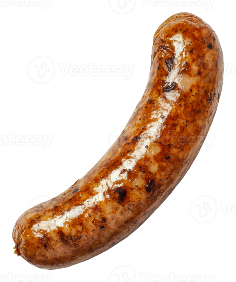Succulent grilled sausage on a white background, cut out - stock . png