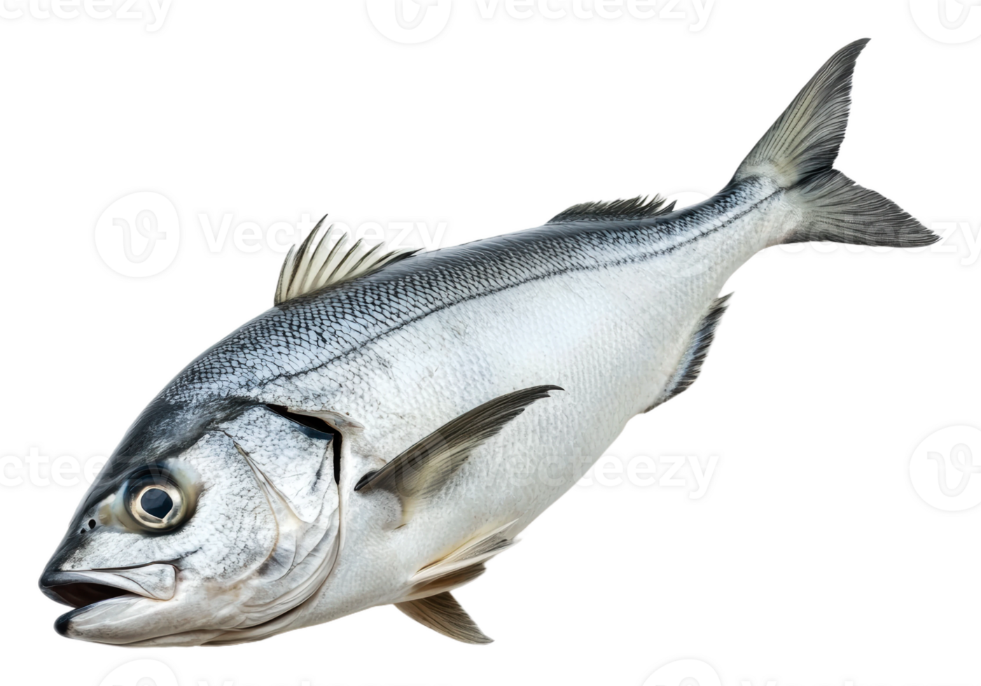 Freshly caught fish lying on a clean surface, cut out - stock . png