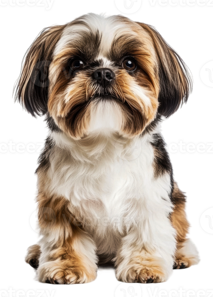 Calm Shih Tzu puppy on white background, cut out - stock . png