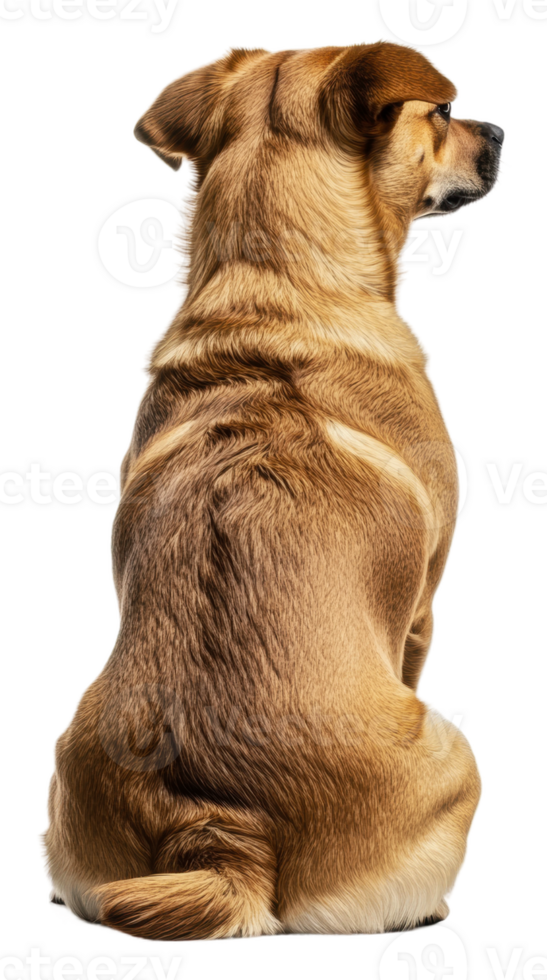 Calm dog with back turned in bright light, cut out - stock . png