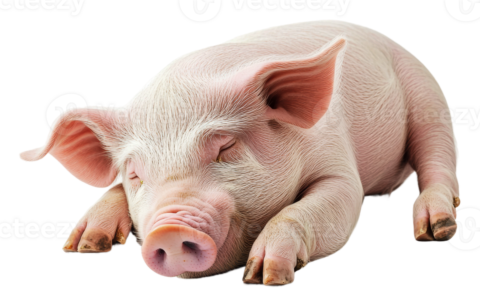 Sleeping piglet on white background, cut out - stock . png