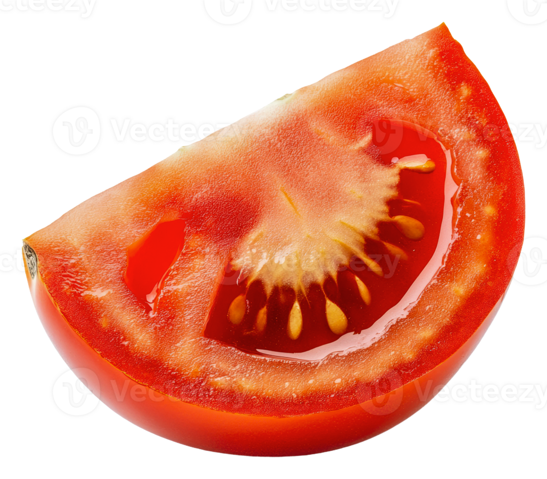 Tomato slice with seeds on white, cut out - stock . png