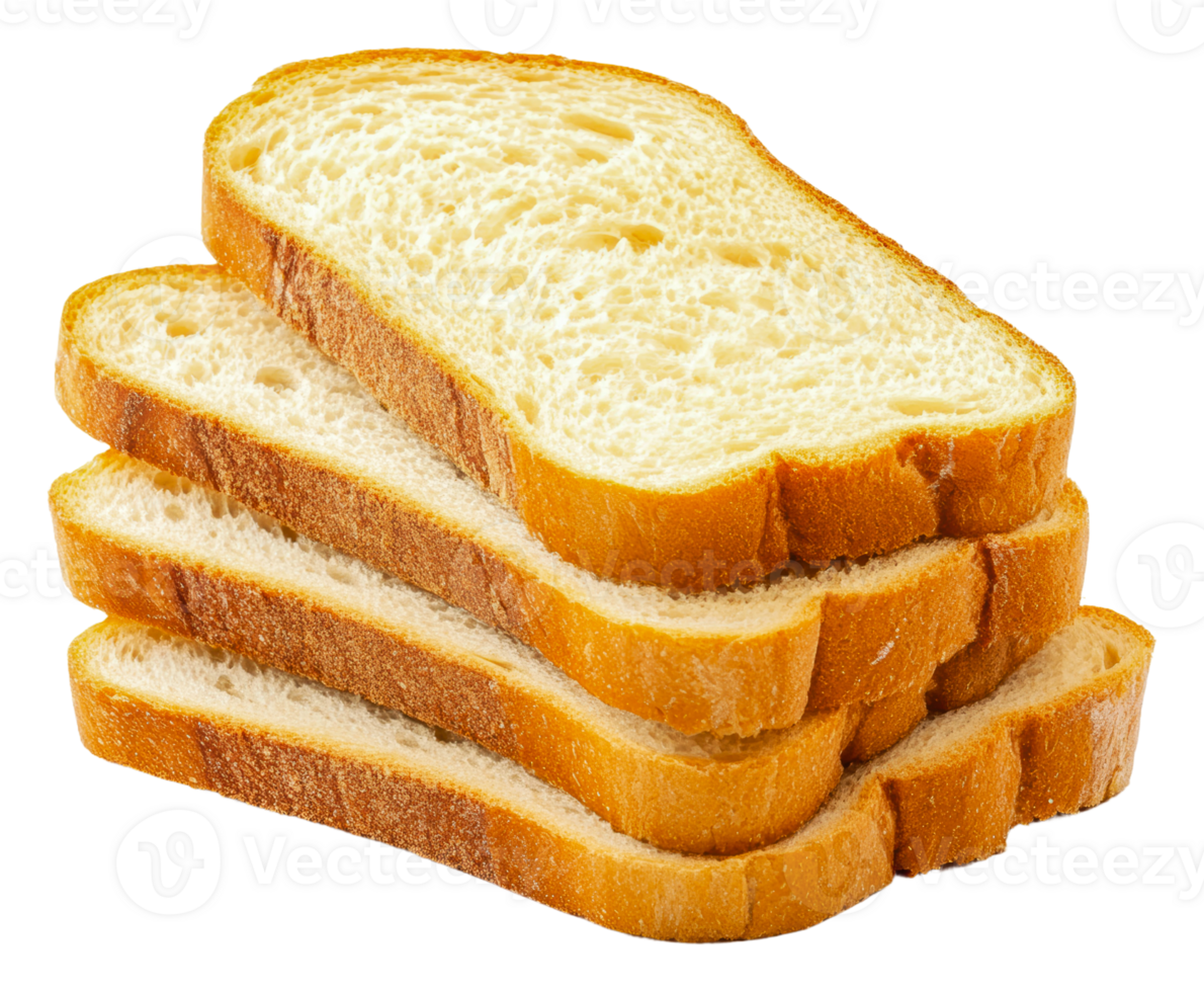 Neatly stacked slices of white bread, cut out - stock . png