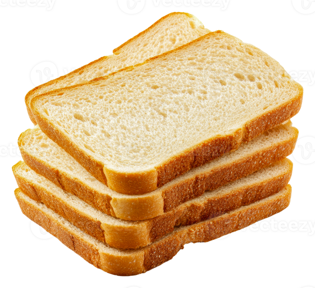 Freshly sliced white bread stacked on a countertop, cut out - stock . png