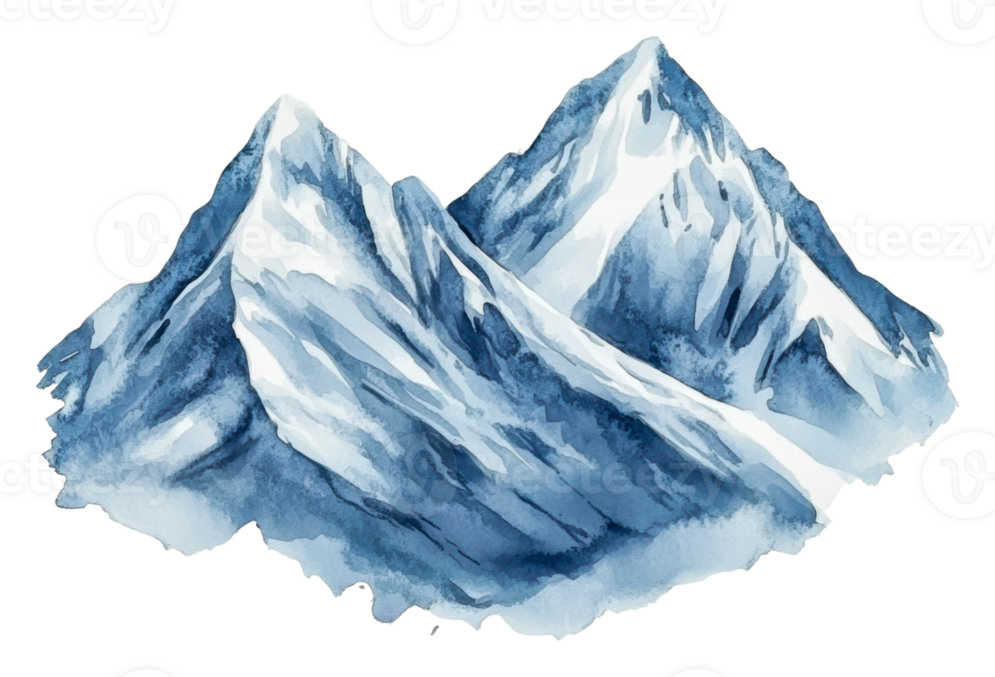 Majestic snow-capped mountains under clear skies, cut out - stock . png