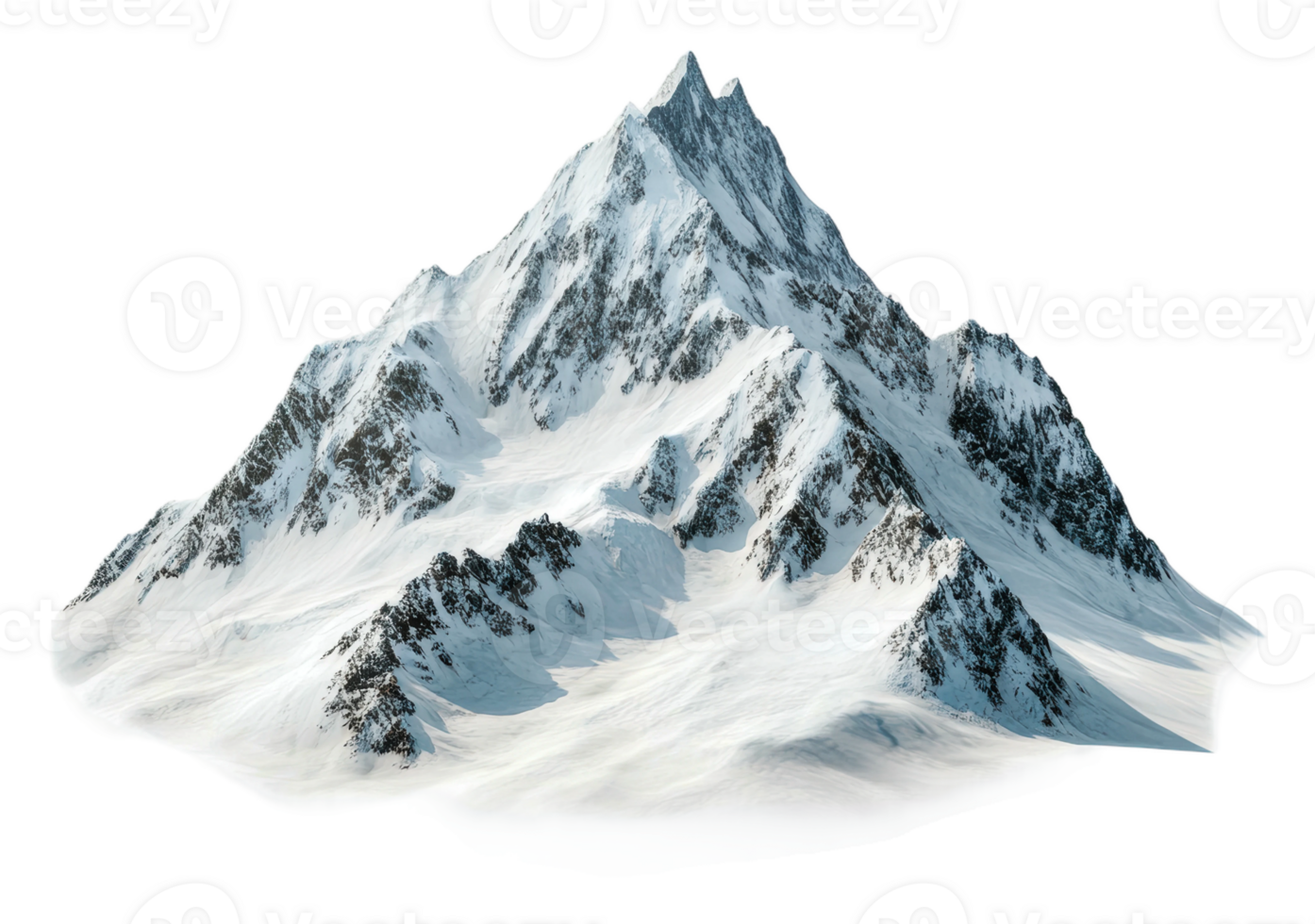 nevoso montagna picco nel inverno sole, tagliare su - azione . png