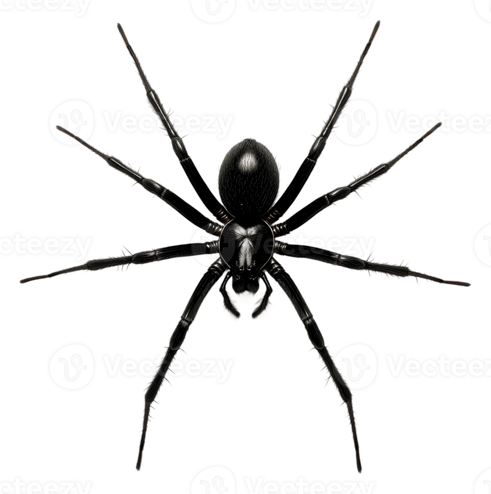Black spider on white background, cut out - stock . png