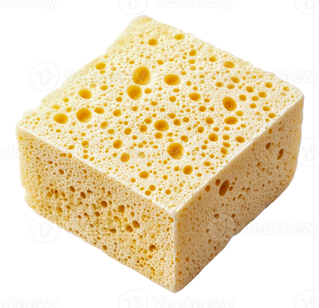 Yellow cleaning sponge on white background, cut out - stock . png