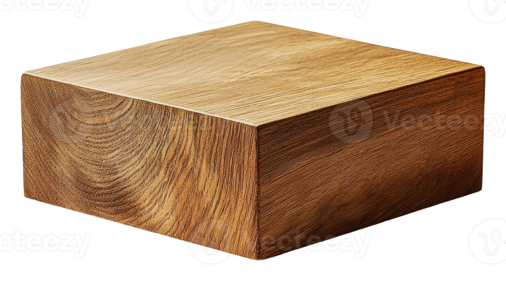 Simple wooden block on a white surface indoors, cut out - stock . png