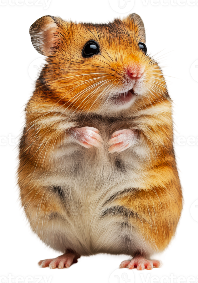 Curious golden hamster in studio, cut out - stock . png