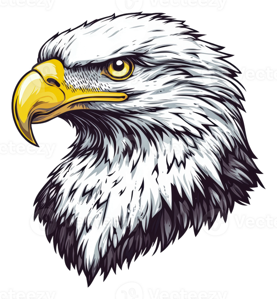 Majestic bald eagle portrait with sharp details, cut out - stock . png