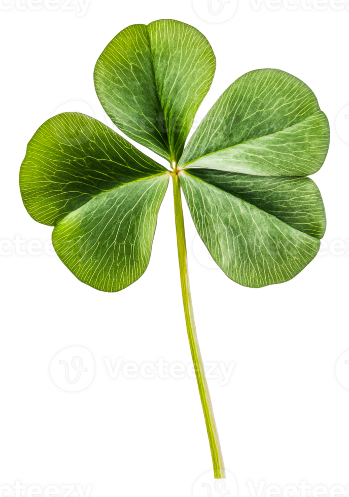 Close-up of a four-leaf clover on white, cut out - stock . png