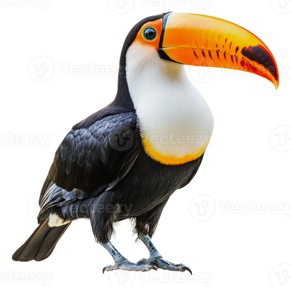 Colorful toucan standing on a white background, cut out - stock . png
