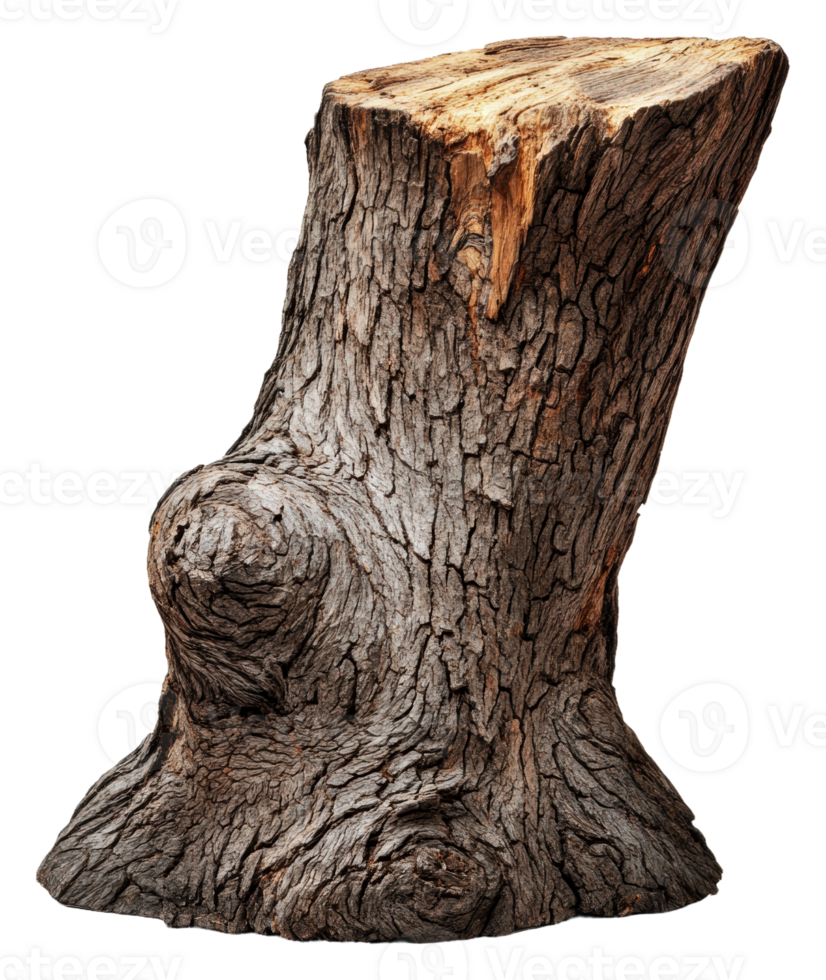 Sturdy tree stump isolated on a white background, cut out - stock . png