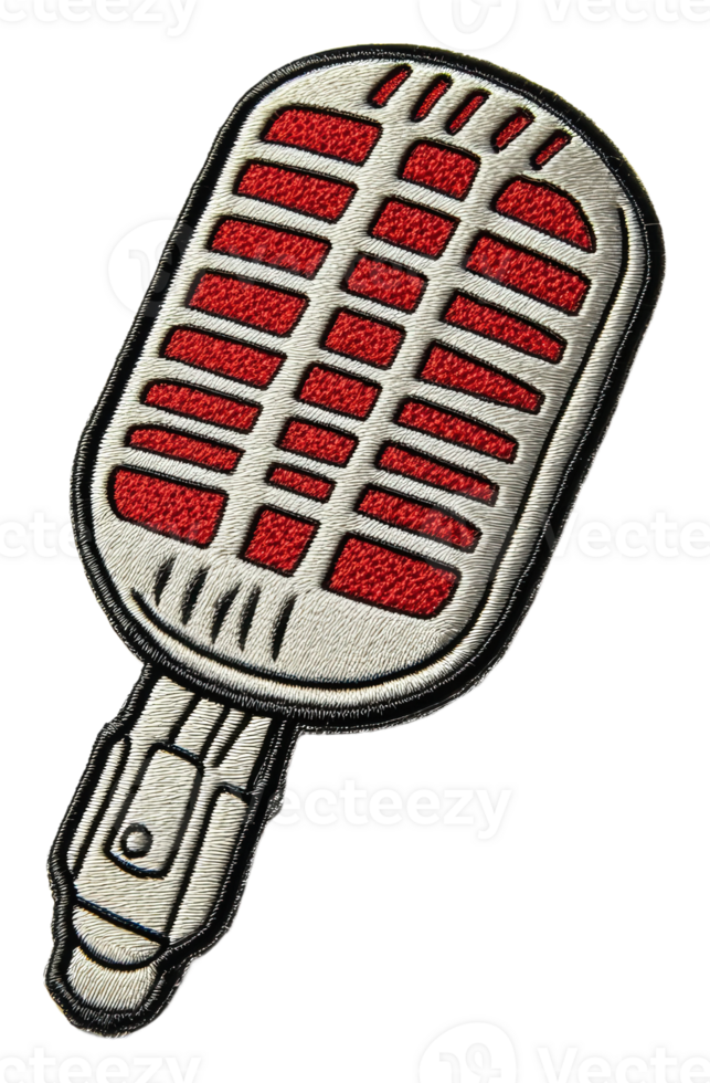 Vintage microphone patch for music enthusiasts, cut out - stock . png