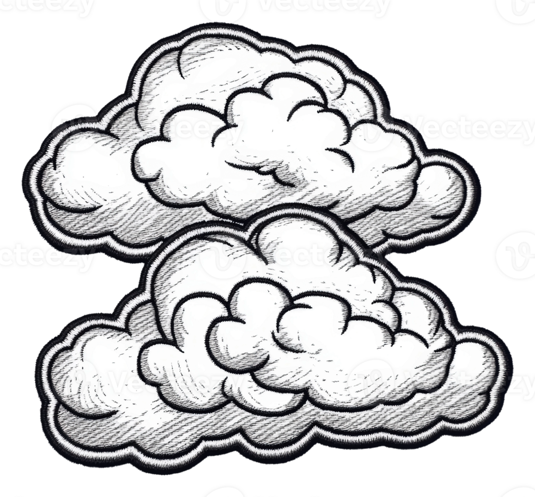 Soft clouds with shaded detail, cut out - stock . png