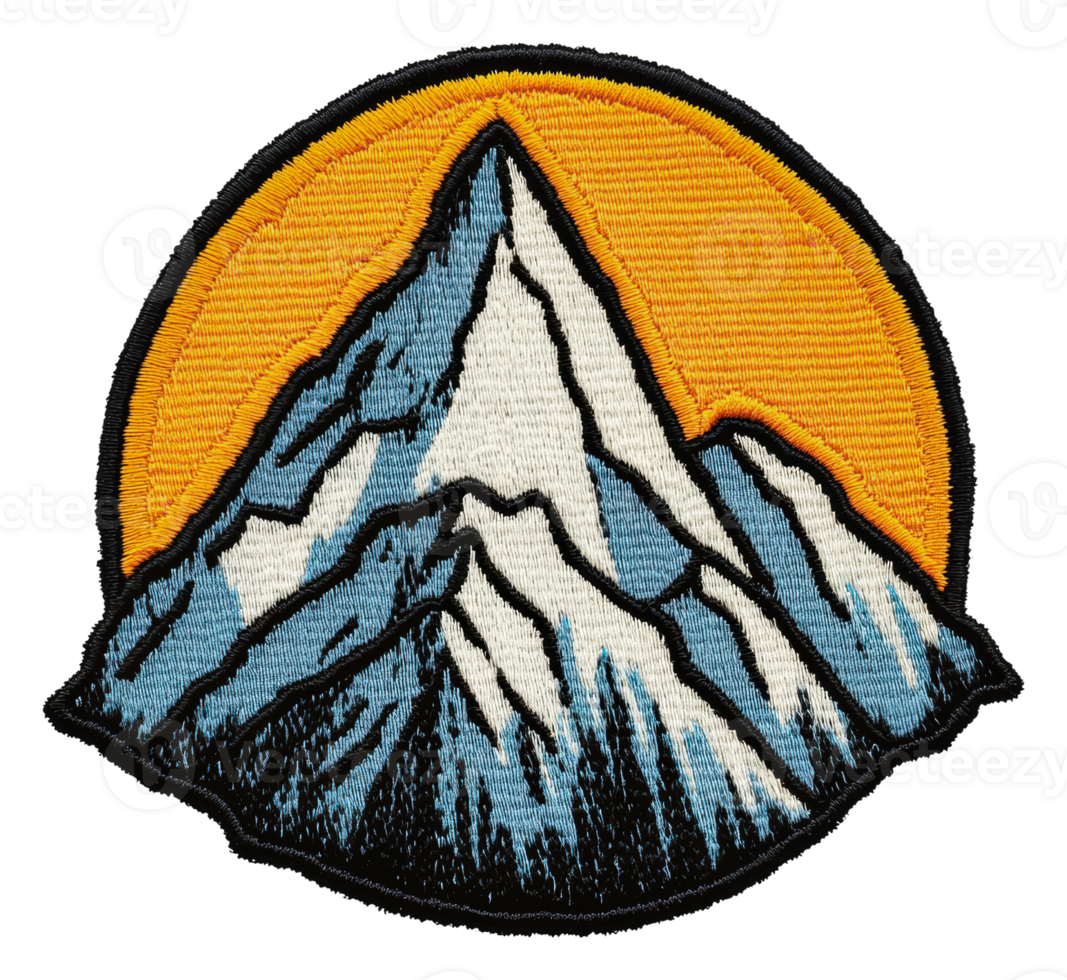 Sunset over colorful mountain patch, cut out - stock . png
