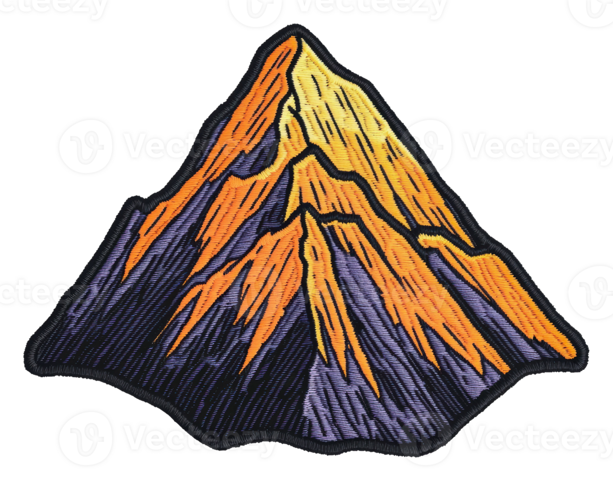 Vibrant patch design of colorful peaks, cut out - stock . png