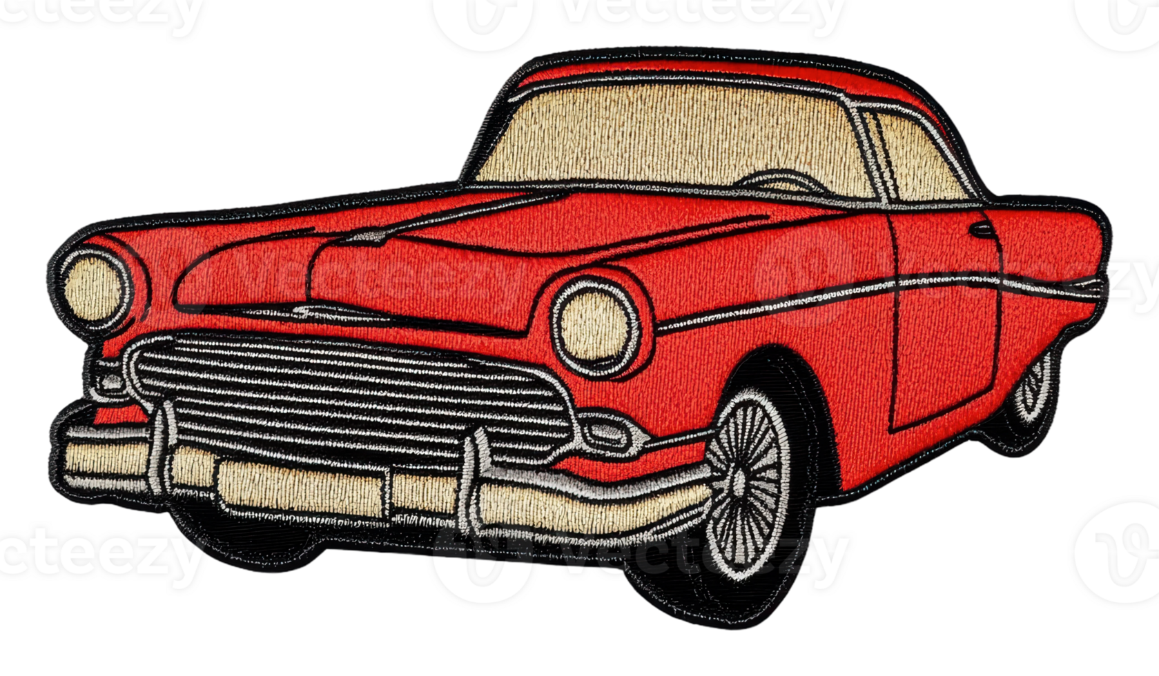 Vintage red car patch design for enthusiasts, cut out - stock . png