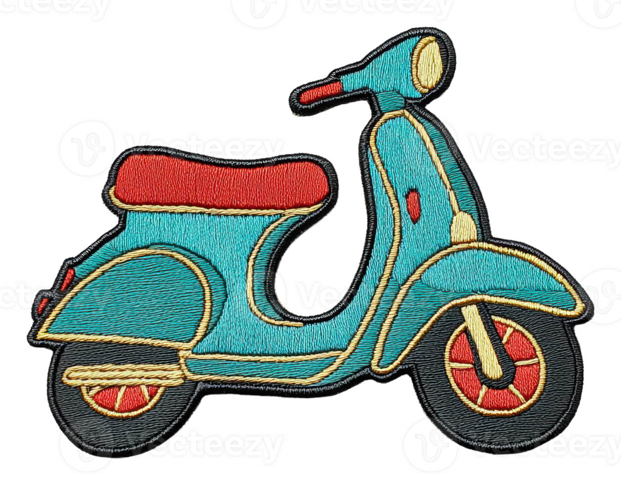 Embroidered scooter patch design, cut out - stock . png