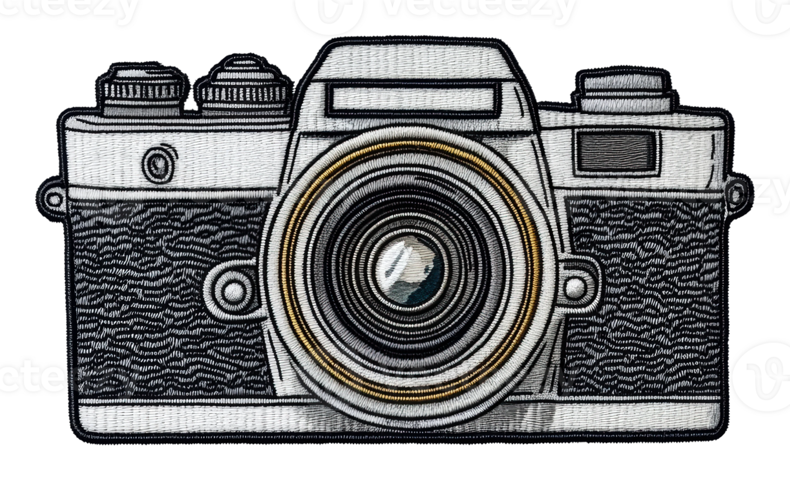 Vintage camera embroidery design for collectors, cut out - stock . png