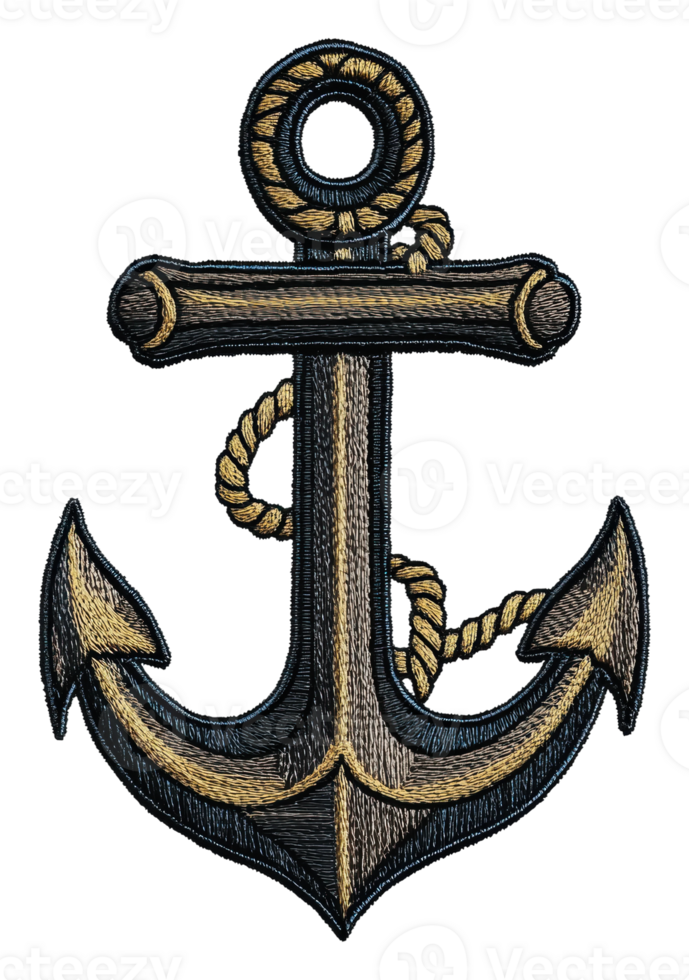 Rope-accented anchored design with shadows, cut out - stock . png