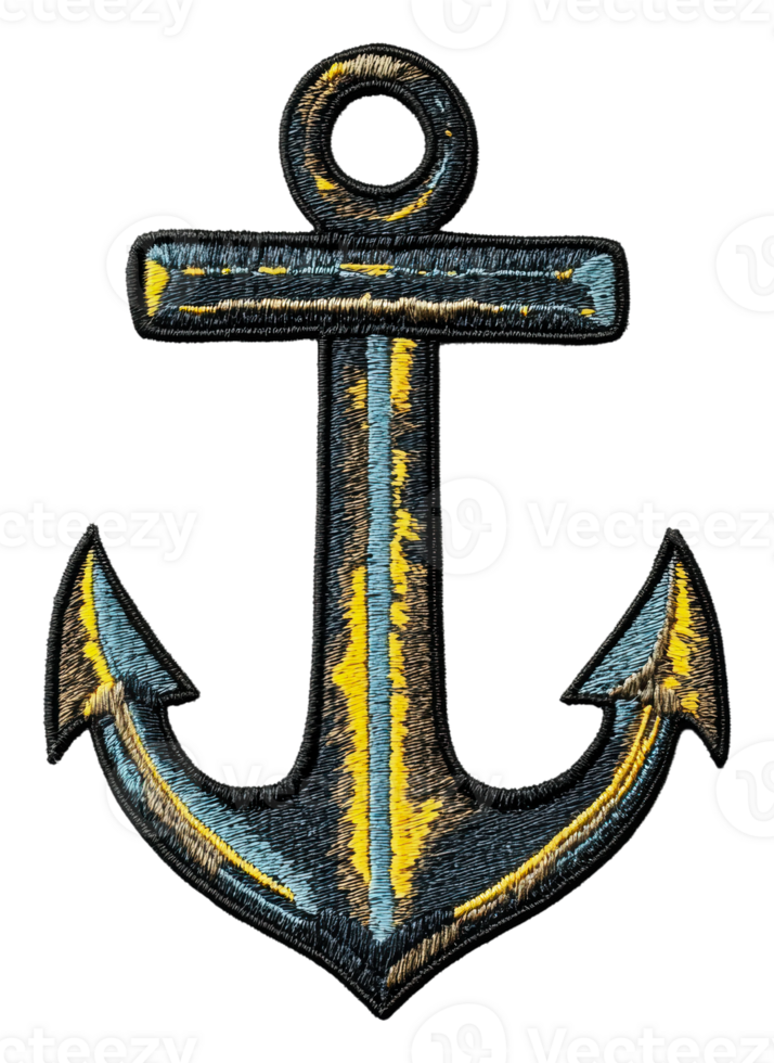 Colorful vintage anchor patch, cut out - stock . png