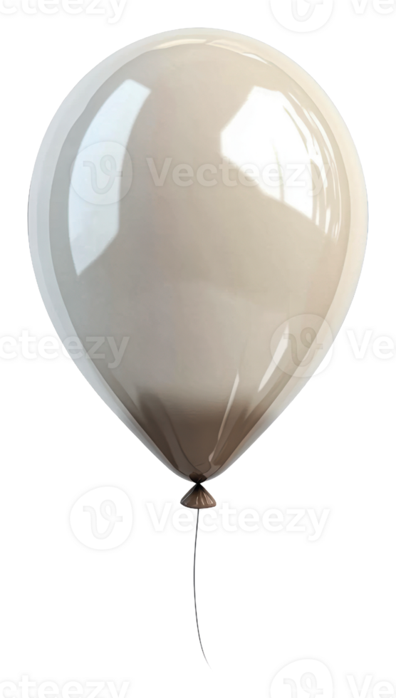 A single beige balloon floating in bright sunlight, cut out - stock . png