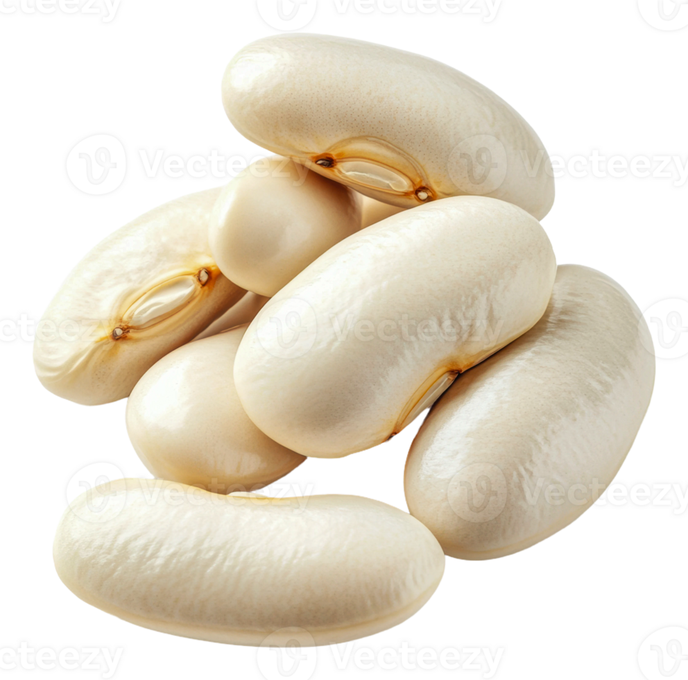 Creamy white beans on a plain background, cut out - stock . png
