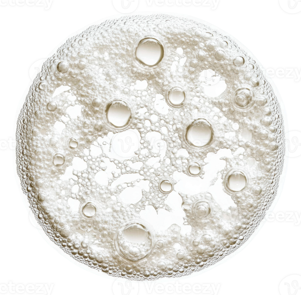 Bubbles forming a unique pattern in clear liquid, cut out - stock . png