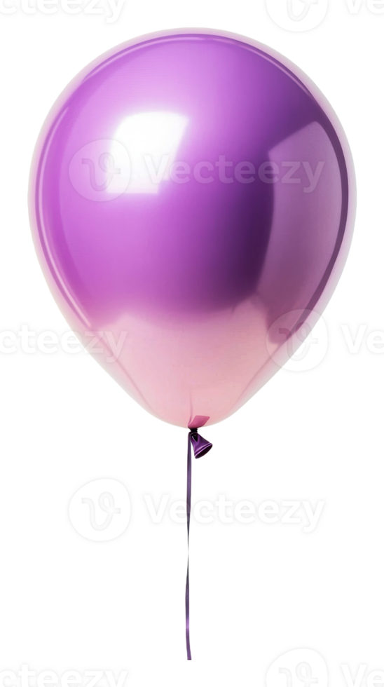 Floating purple balloon with string, cut out - stock . png