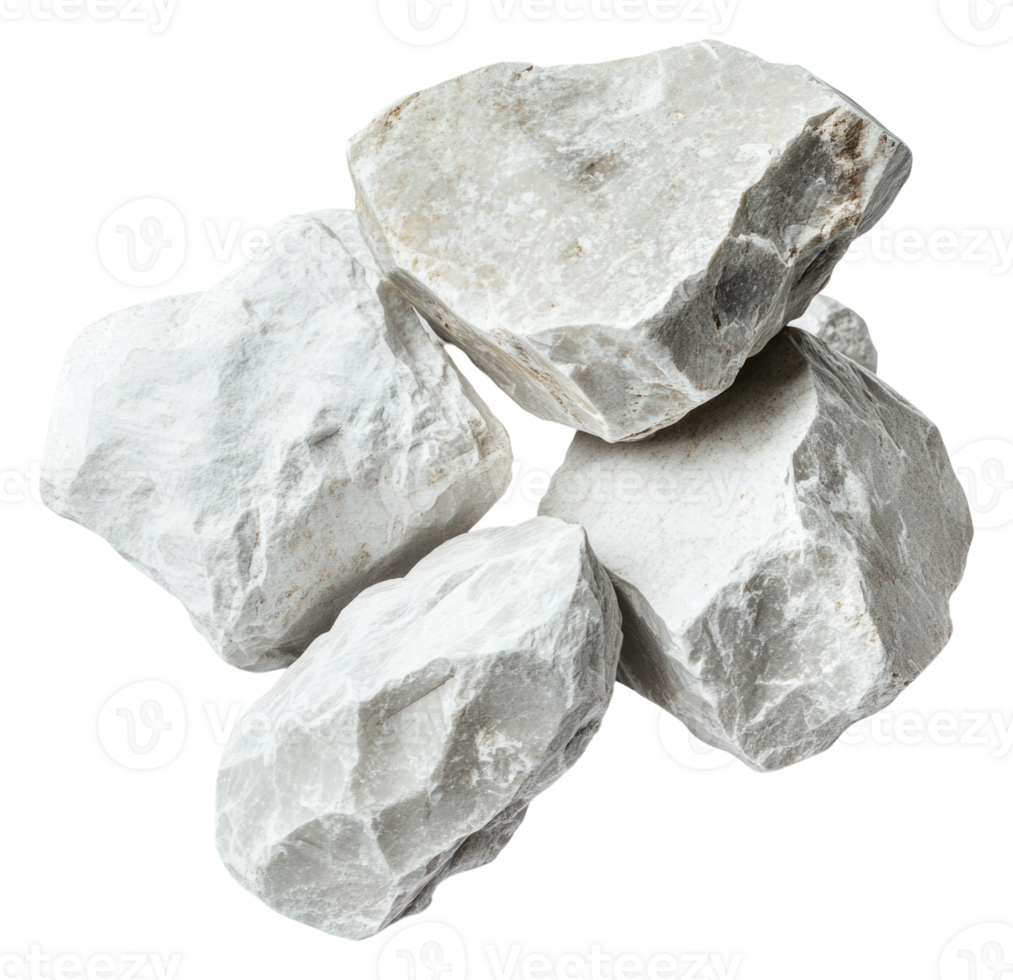 Natural white stones on a light surface, cut out - stock . png