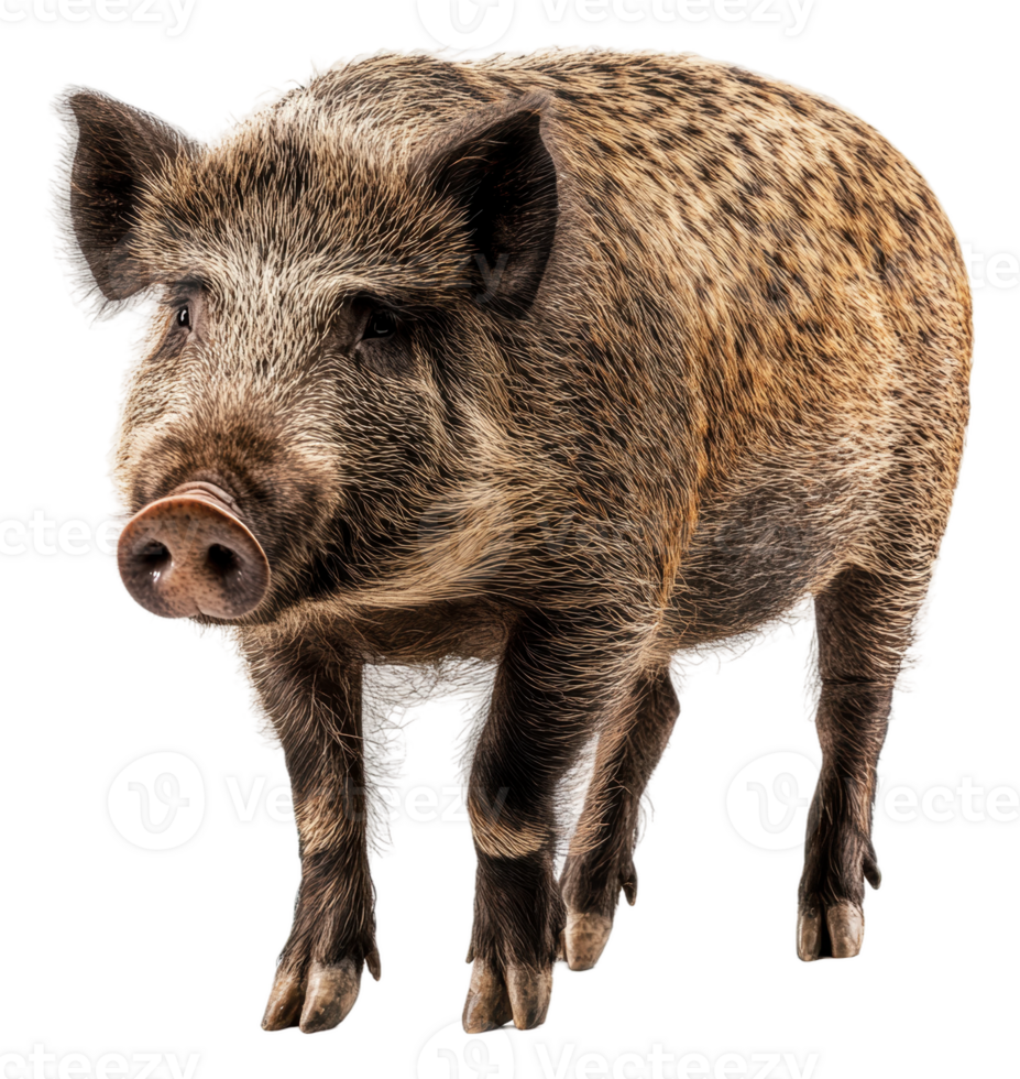 Wild boar in daylight habitat, cut out - stock . png