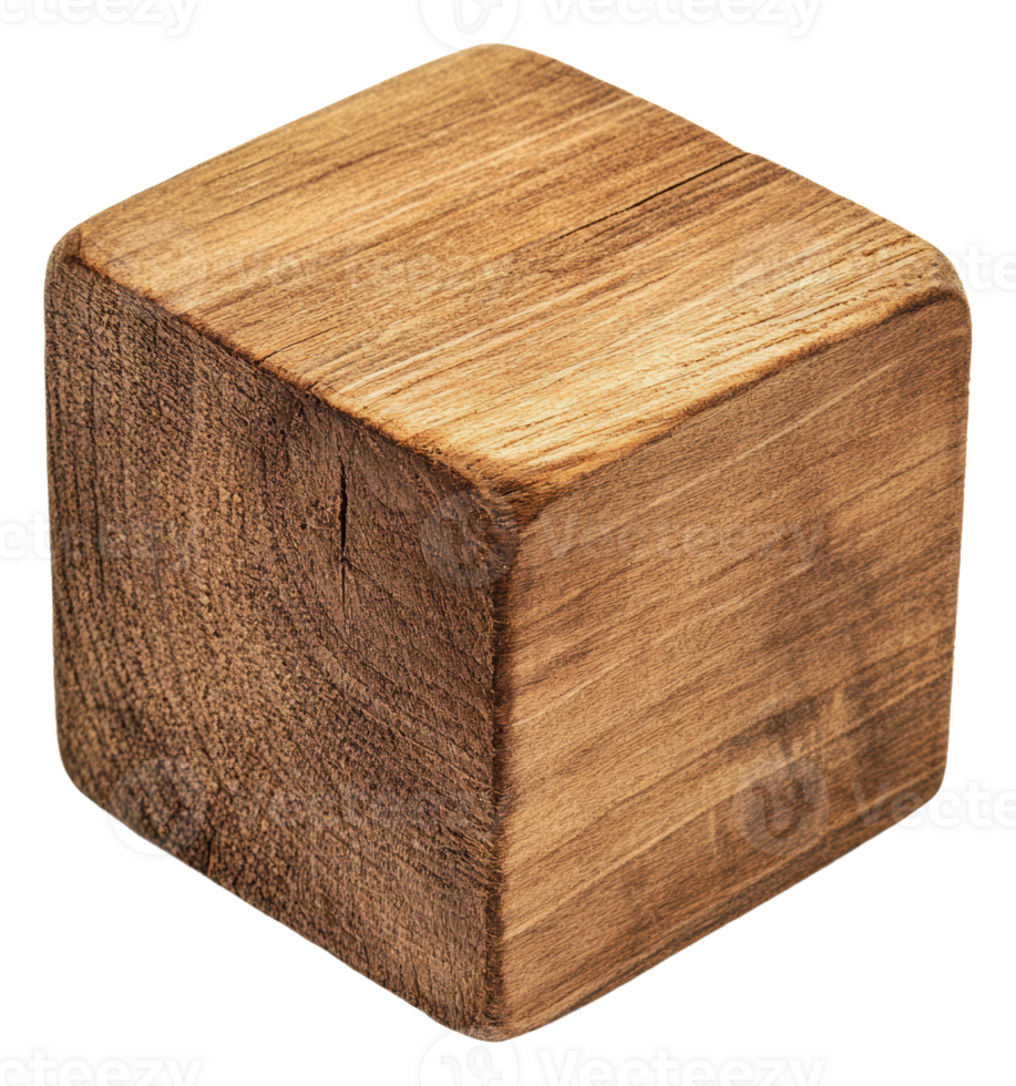 Natural wooden block on a light background, cut out - stock . png