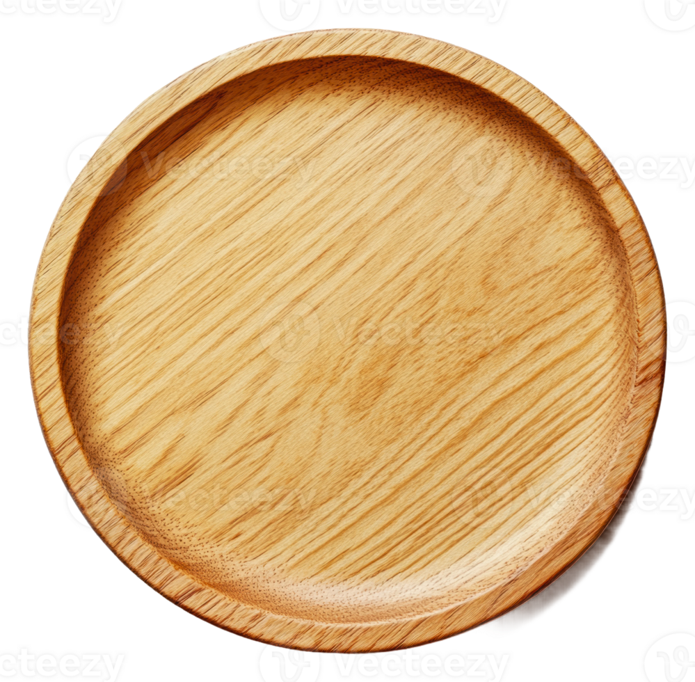 Wooden plate crafted from natural materials, cut out - stock . png