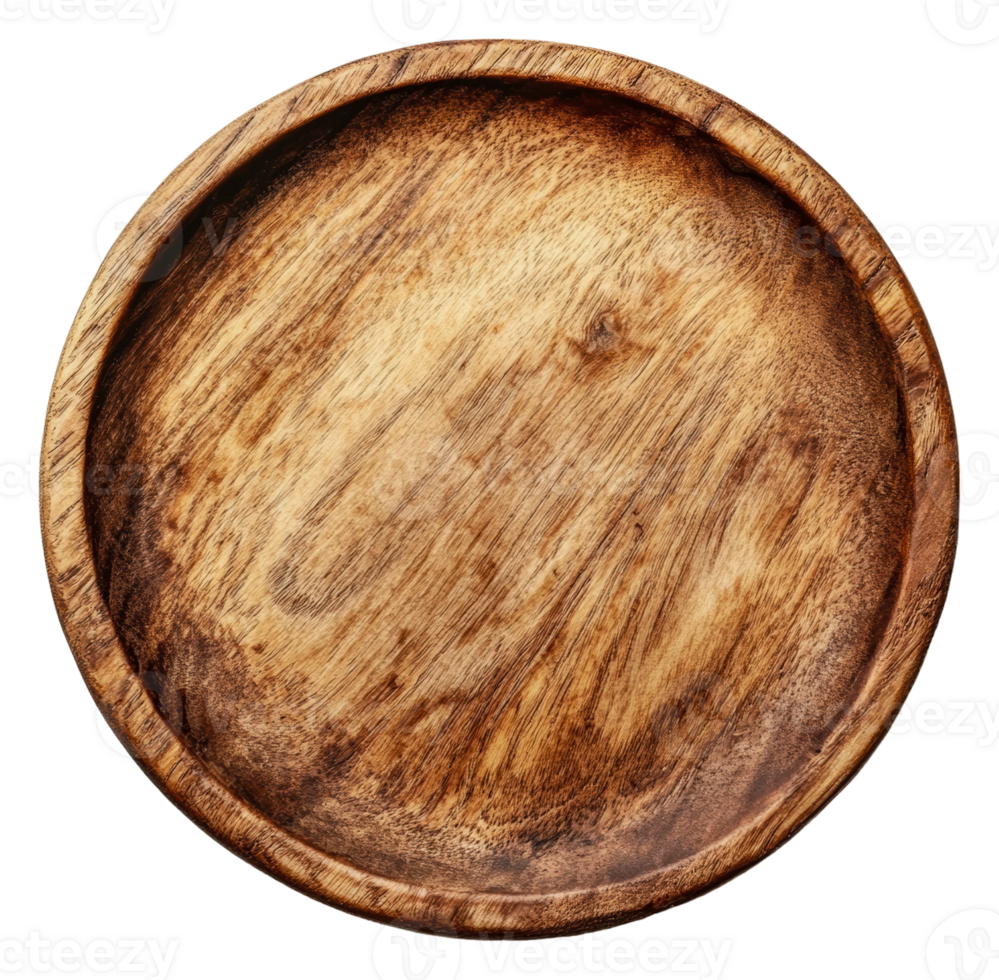 Wooden serving bowl crafted from natural materials, cut out - stock . png