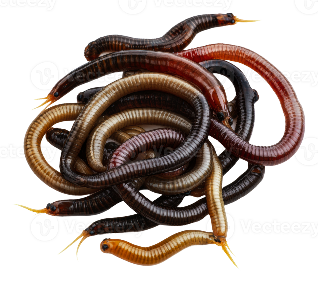 A diverse collection of eels in various colors, cut out - stock . png