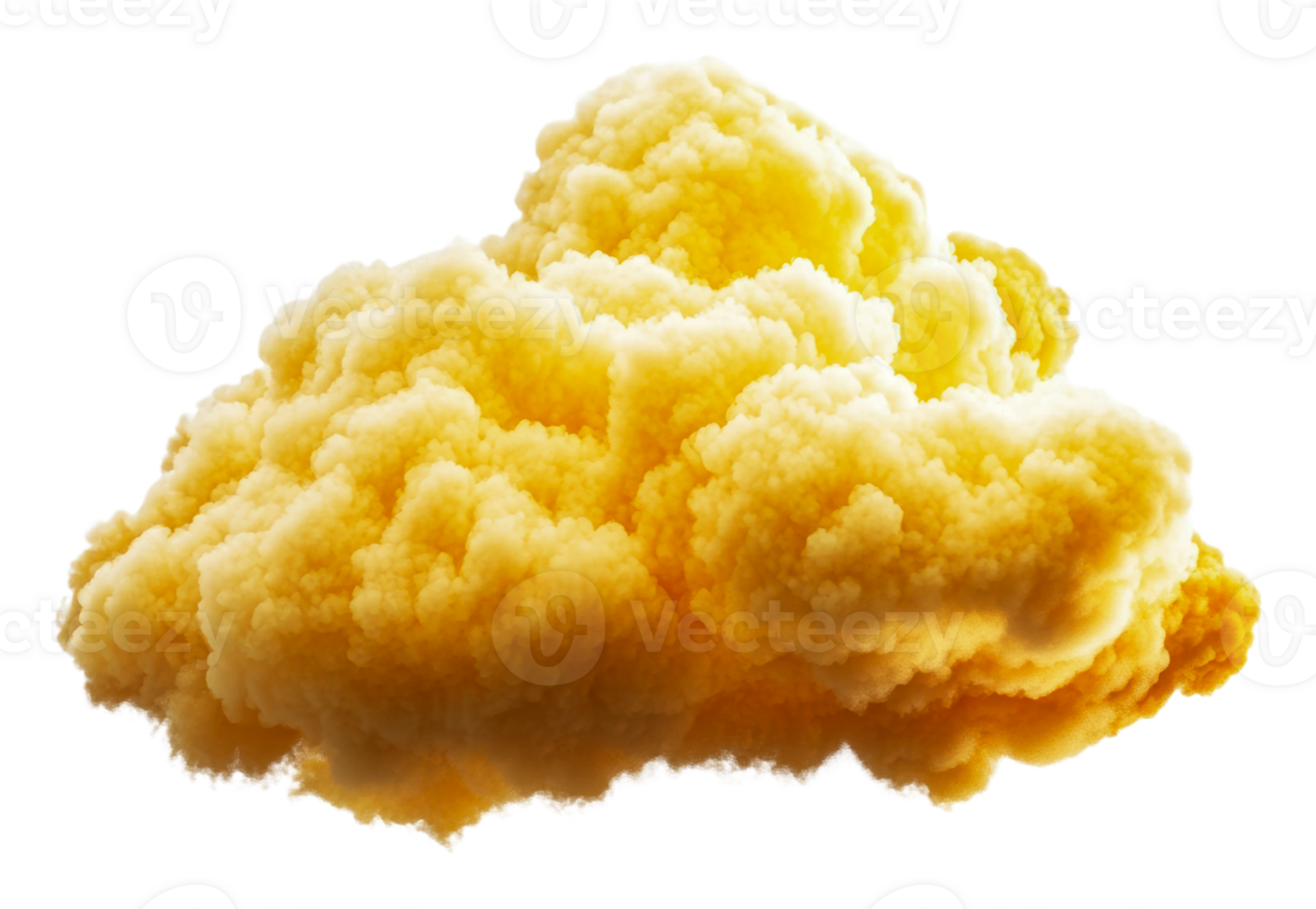 Fluffy yellow cloud floating in a clear sky, cut out - stock . png
