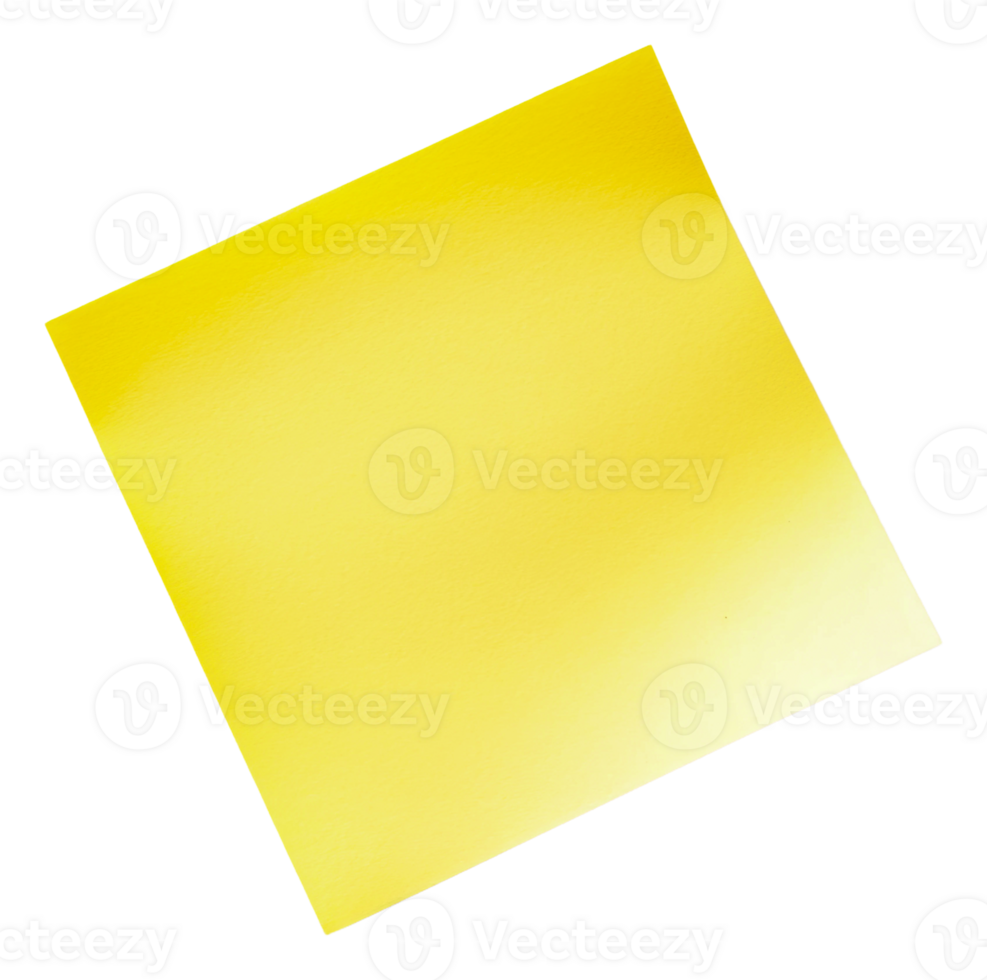 Bright yellow square paper on a clean surface, cut out - stock . png
