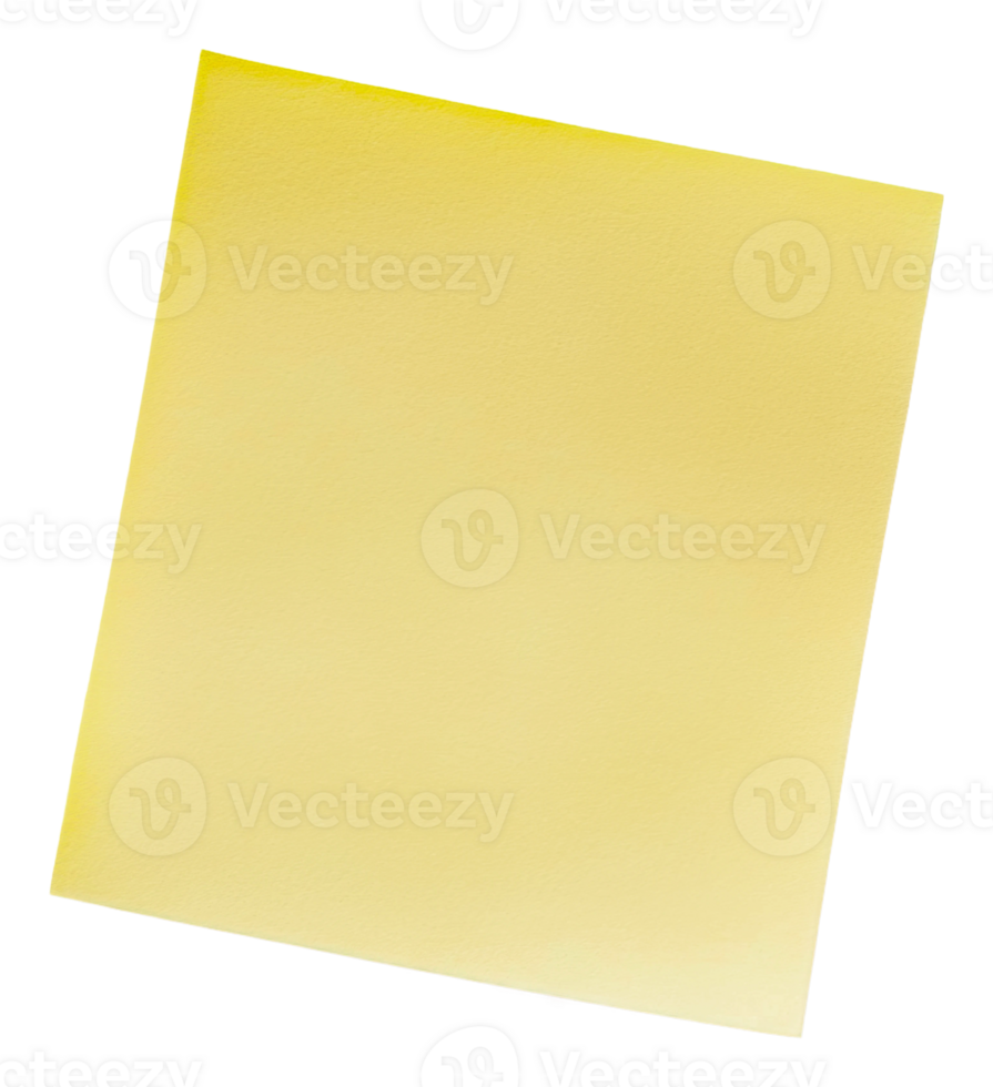 Yellow sticky note on a plain white background, cut out - stock . png