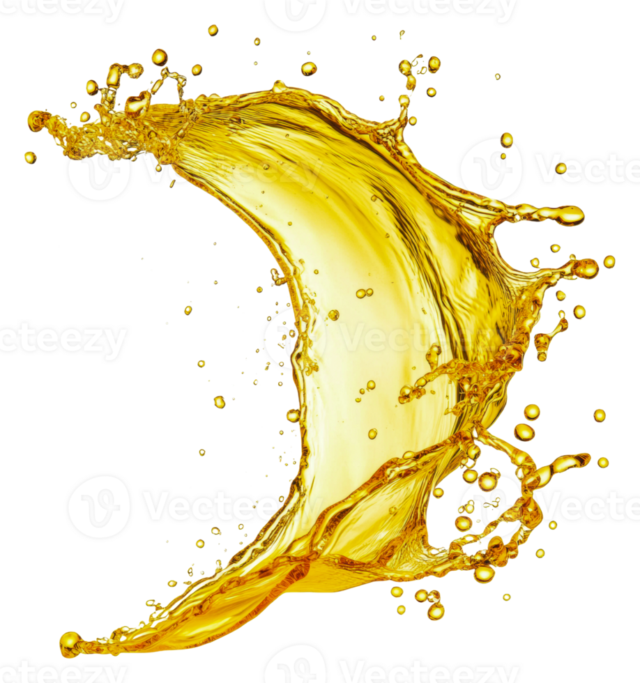 Golden liquid splash captured in dynamic motion, cut out - stock . png