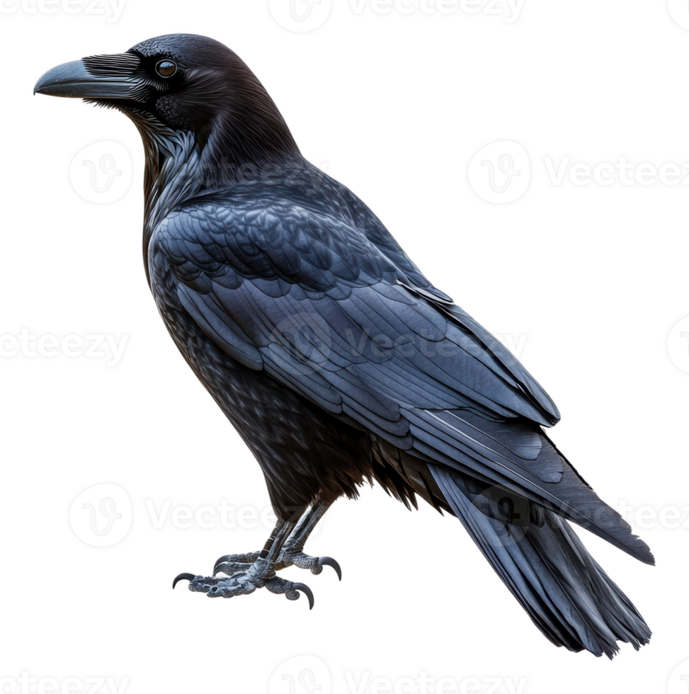 Detailed view of a raven standing on a surface, cut out - stock . png