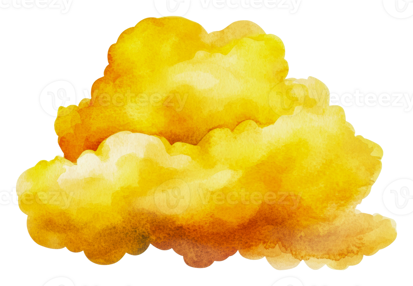 Soft yellow clouds floating in a bright sky, cut out - stock . png