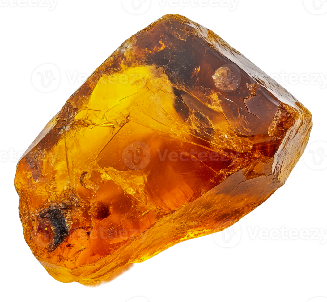 Natural amber stone glistening under sunlight, cut out - stock . png