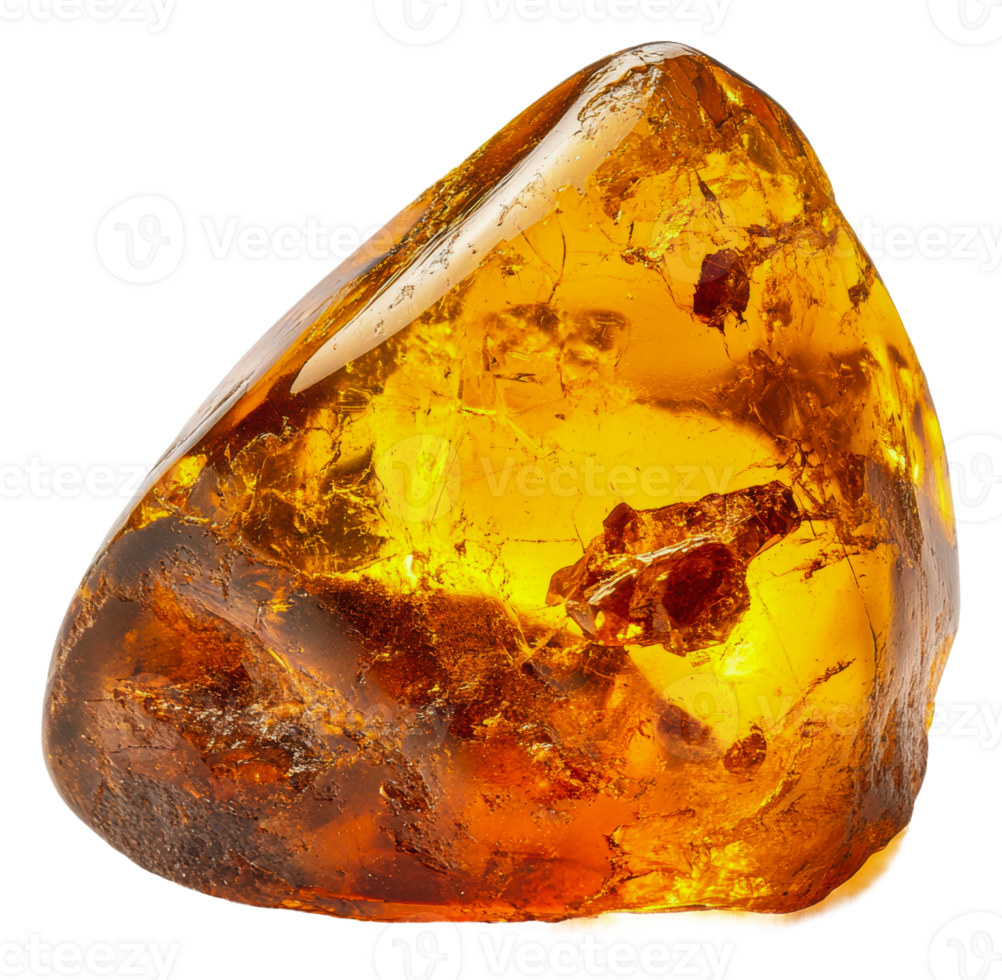 Vibrant amber specimen with rich texture, cut out - stock . png