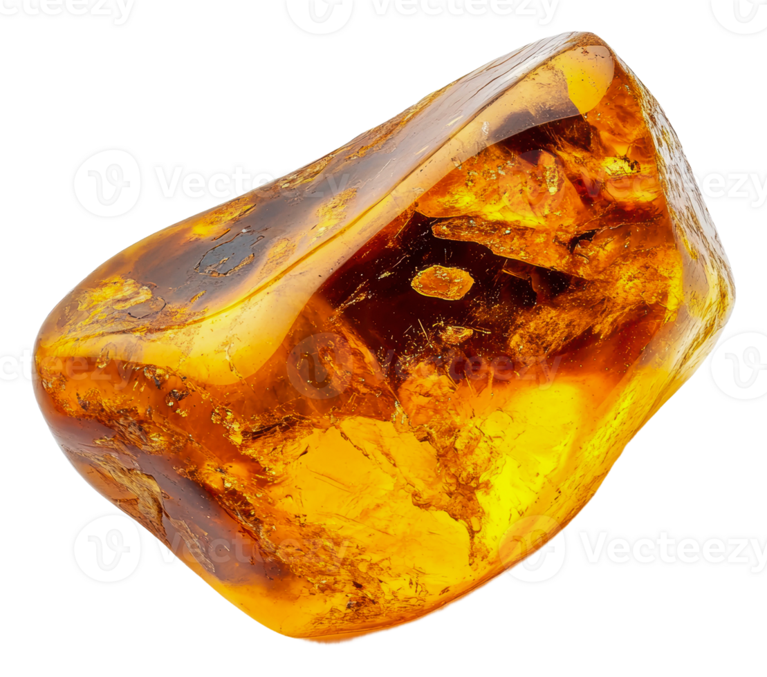 Amber stone with natural inclusions, cut out - stock . png