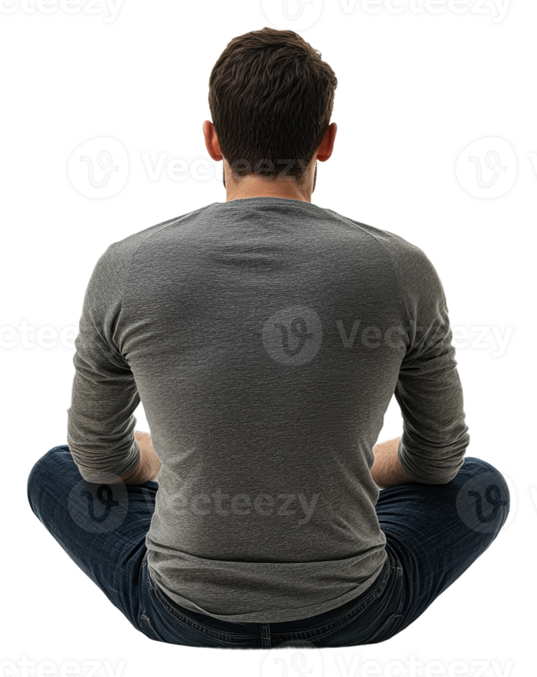 A relaxed man meditating in a tranquil setting, cut out - stock . png