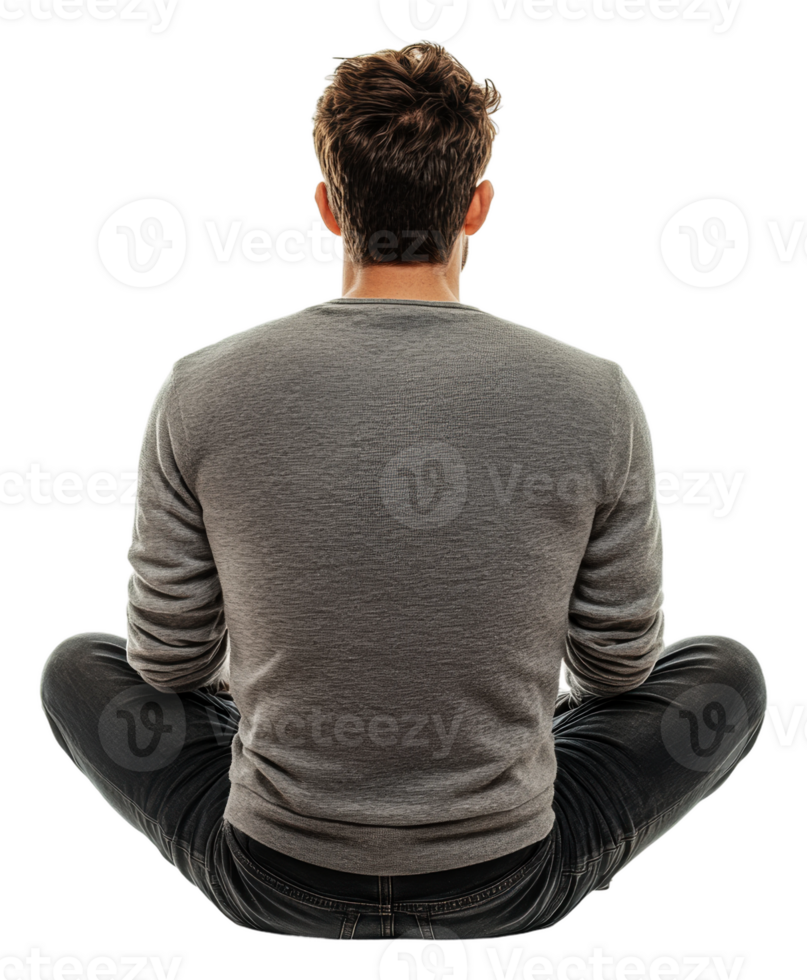 Man practicing meditation in a calm indoor space, cut out - stock . png